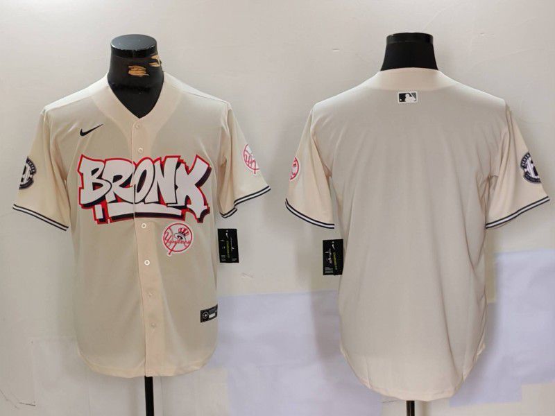 Men New York Yankees Blank Cream joint name 2024 Nike MLB Jersey style 2->new york yankees->MLB Jersey